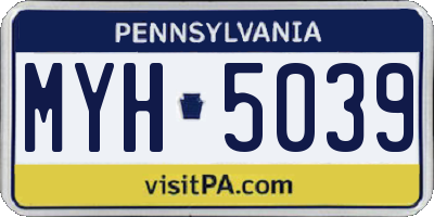PA license plate MYH5039