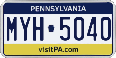 PA license plate MYH5040