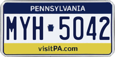 PA license plate MYH5042
