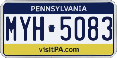 PA license plate MYH5083