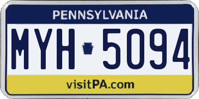 PA license plate MYH5094