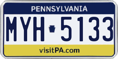PA license plate MYH5133