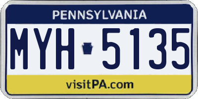 PA license plate MYH5135