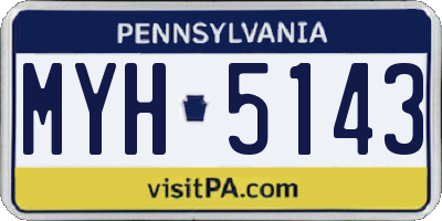 PA license plate MYH5143