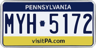 PA license plate MYH5172