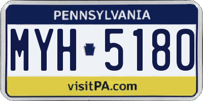 PA license plate MYH5180