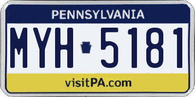 PA license plate MYH5181