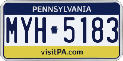 PA license plate MYH5183