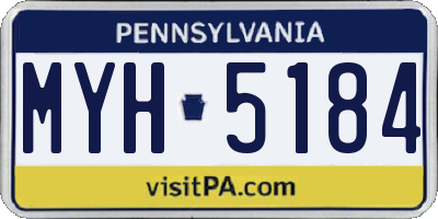 PA license plate MYH5184