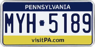 PA license plate MYH5189