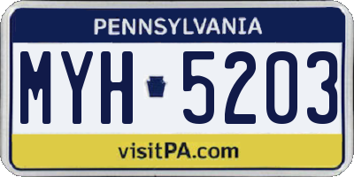 PA license plate MYH5203