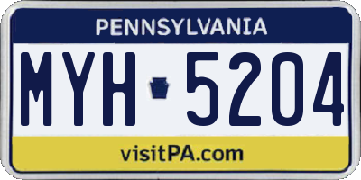 PA license plate MYH5204