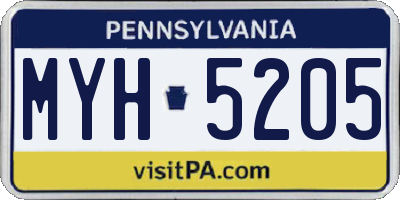 PA license plate MYH5205