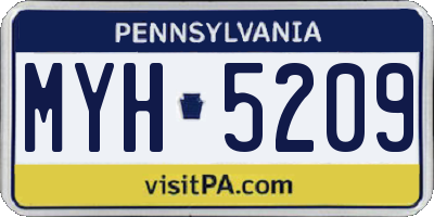 PA license plate MYH5209