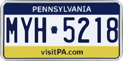 PA license plate MYH5218