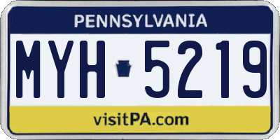 PA license plate MYH5219