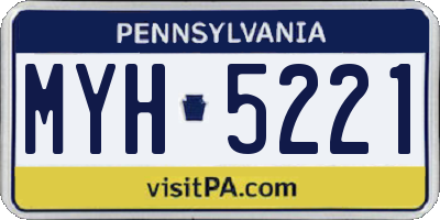 PA license plate MYH5221