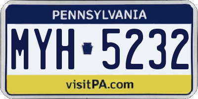 PA license plate MYH5232