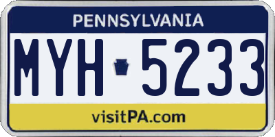 PA license plate MYH5233