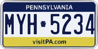 PA license plate MYH5234