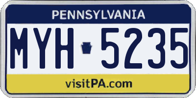 PA license plate MYH5235