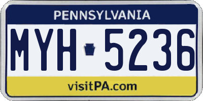 PA license plate MYH5236