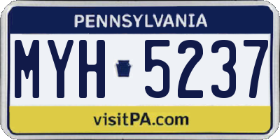 PA license plate MYH5237