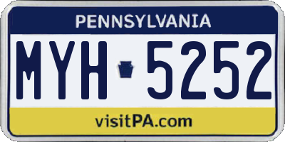 PA license plate MYH5252