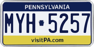 PA license plate MYH5257