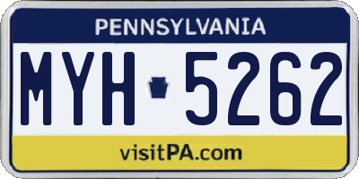 PA license plate MYH5262