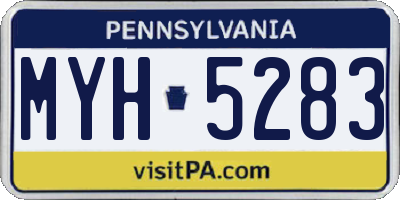 PA license plate MYH5283
