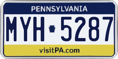 PA license plate MYH5287