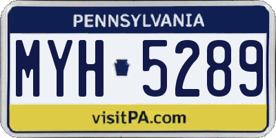 PA license plate MYH5289