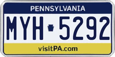 PA license plate MYH5292