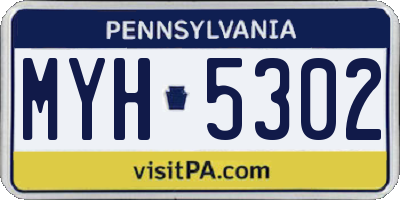 PA license plate MYH5302