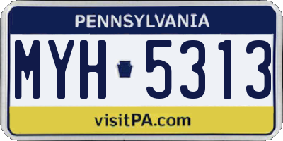 PA license plate MYH5313