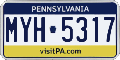 PA license plate MYH5317