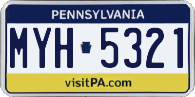 PA license plate MYH5321