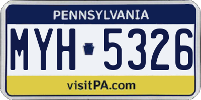 PA license plate MYH5326