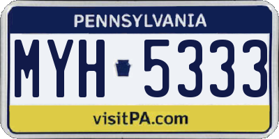 PA license plate MYH5333