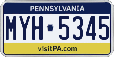 PA license plate MYH5345