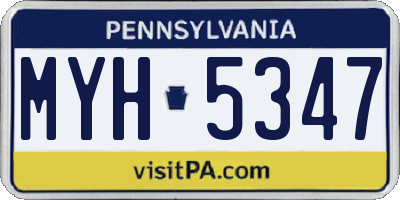 PA license plate MYH5347