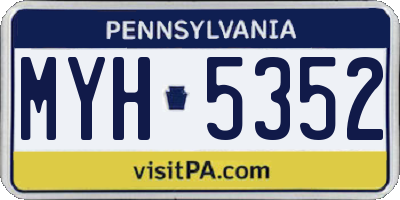 PA license plate MYH5352