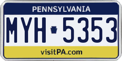 PA license plate MYH5353