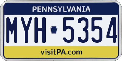 PA license plate MYH5354