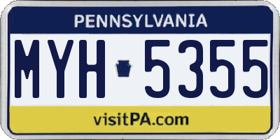 PA license plate MYH5355