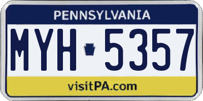 PA license plate MYH5357