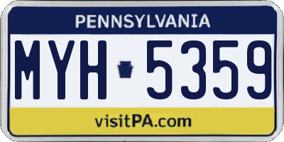 PA license plate MYH5359