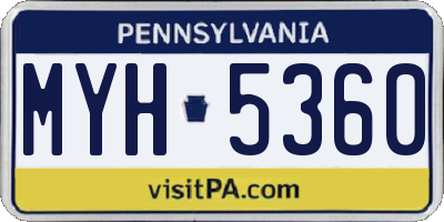 PA license plate MYH5360
