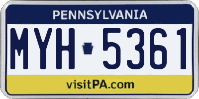 PA license plate MYH5361